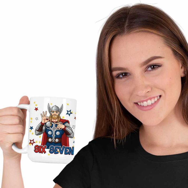 Casa si Gradina - Bucatarie si vesela - Cani si pahare - Cani si cesti - Cana Six Seven Thor 67 Marvel Superhero CoolTrend, alba, 330ml - Infinity.ro