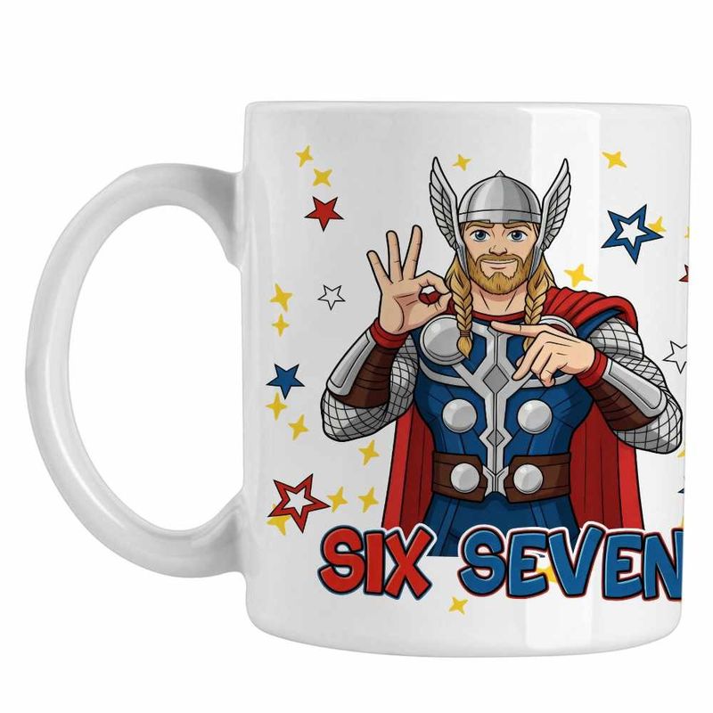 Casa si Gradina - Bucatarie si vesela - Cani si pahare - Cani si cesti - Cana Six Seven Thor 67 Marvel Superhero CoolTrend, alba, 330ml - Infinity.ro