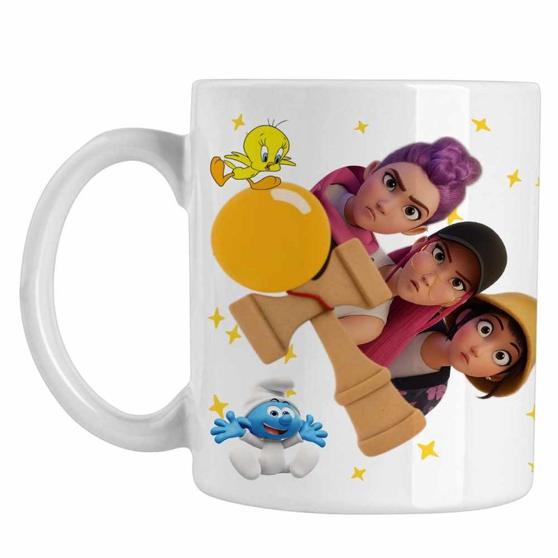 Casa si Gradina - Bucatarie si vesela - Cani si pahare - Cani si cesti - Cana Kendama Huntrix Mira Zoey Rumi Kpop Trupa CoolTrend, alba, 330ml - Infinity.ro