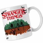 Casa si Gradina - Bucatarie si vesela - Cani si pahare - Cani si cesti - Cana Stranger Things Padure Bicilete Abis Monstri CoolTrend, alba, 330ml - Infinity.ro