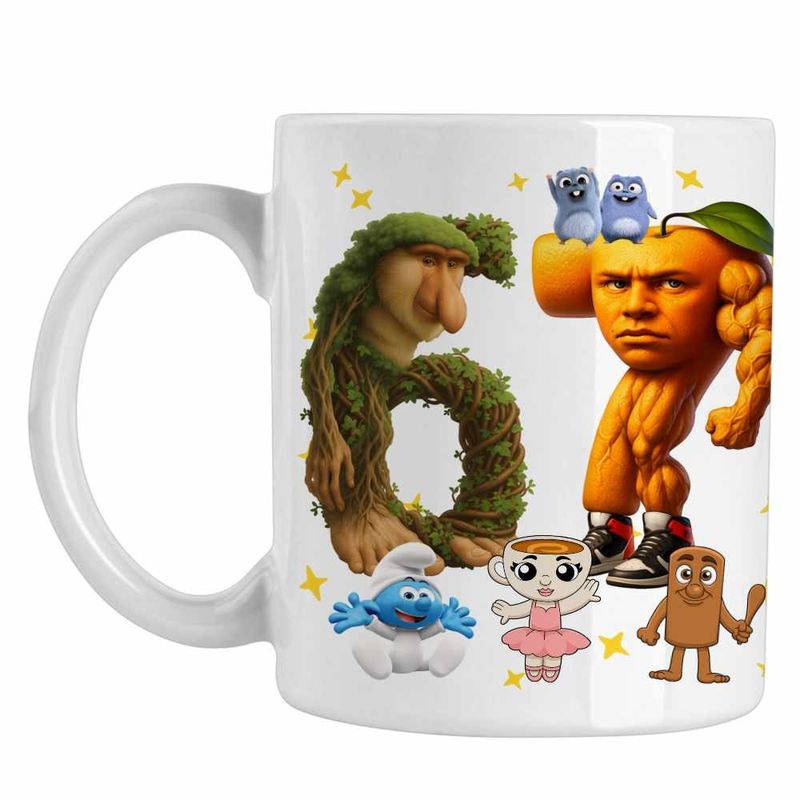 Casa si Gradina - Bucatarie si vesela - Cani si pahare - Cani si cesti - Cana Six Seven Brainrot Orange Italian Meme Fitness CoolTrend, alba, 330ml - Infinity.ro