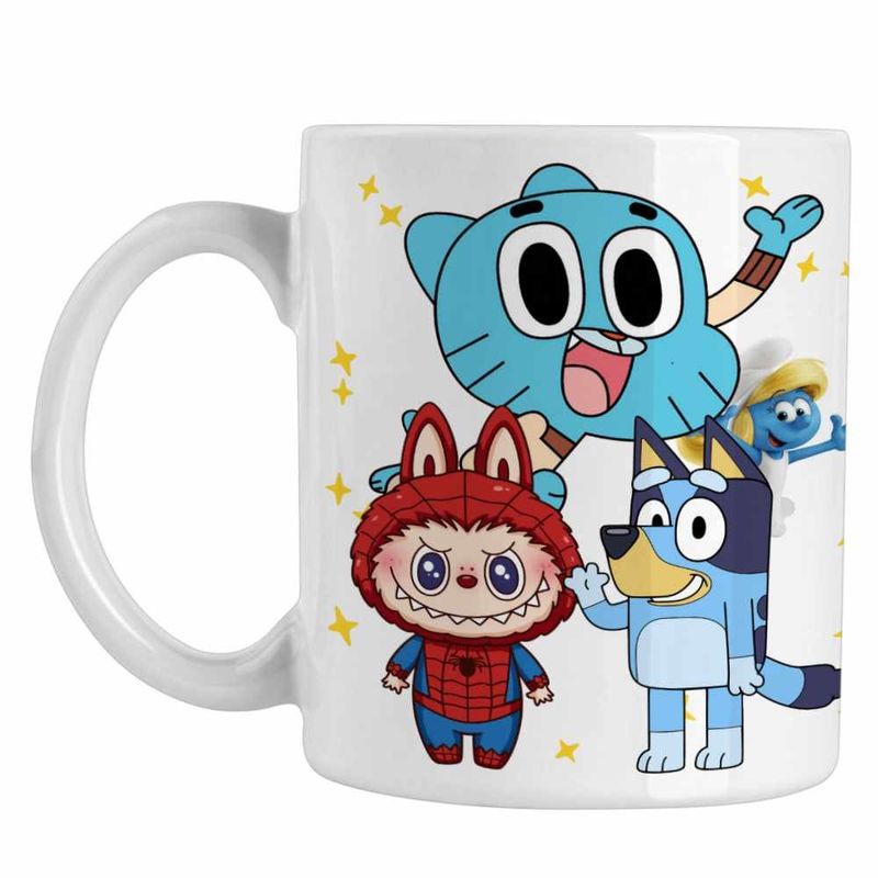 Casa si Gradina - Bucatarie si vesela - Cani si pahare - Cani si cesti - Cana Gumball Bluey Labubu CoolTrend, alba, 330ml - Infinity.ro