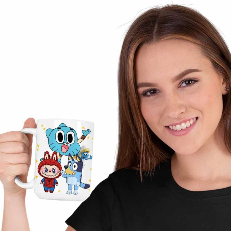 Casa si Gradina - Bucatarie si vesela - Cani si pahare - Cani si cesti - Cana Gumball Bluey Labubu CoolTrend, alba, 330ml - Infinity.ro