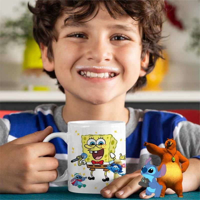 Casa si Gradina - Bucatarie si vesela - Cani si pahare - Cani si cesti - Cana Sponge Bob Canta Microfon Desen Animat SpongeBob CoolTrend, alba, 330ml - Infinity.ro