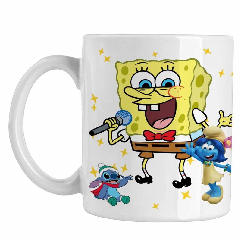 Casa si Gradina - Bucatarie si vesela - Cani si pahare - Cani si cesti - Cana Sponge Bob Canta Microfon Desen Animat SpongeBob CoolTrend, alba, 330ml - Infinity.ro