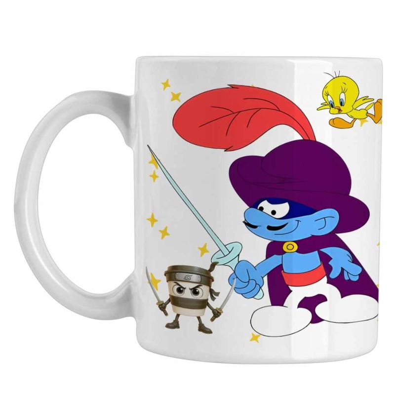 Casa si Gradina - Bucatarie si vesela - Cani si pahare - Cani si cesti - Cana Strumfii Zorro Spadasin Spaniol CoolTrend, alba, 330ml - Infinity.ro
