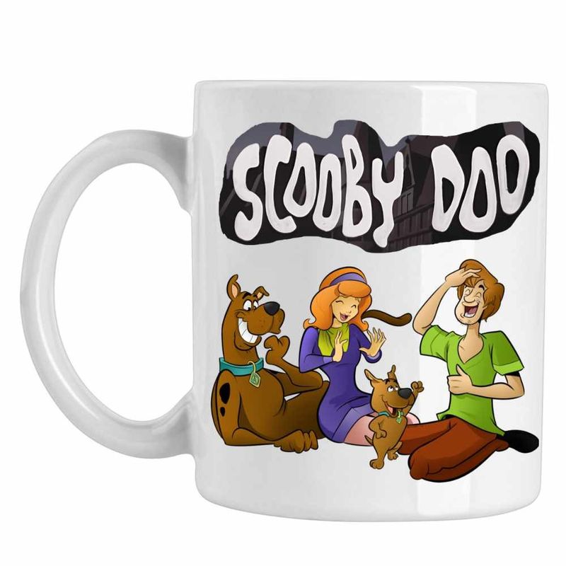 Casa si Gradina - Bucatarie si vesela - Cani si pahare - Cani si cesti - Cana Scooby Doo Glume Scrappy Daphne Shaggy, CoolTrend, alba, 330ml - Infinity.ro