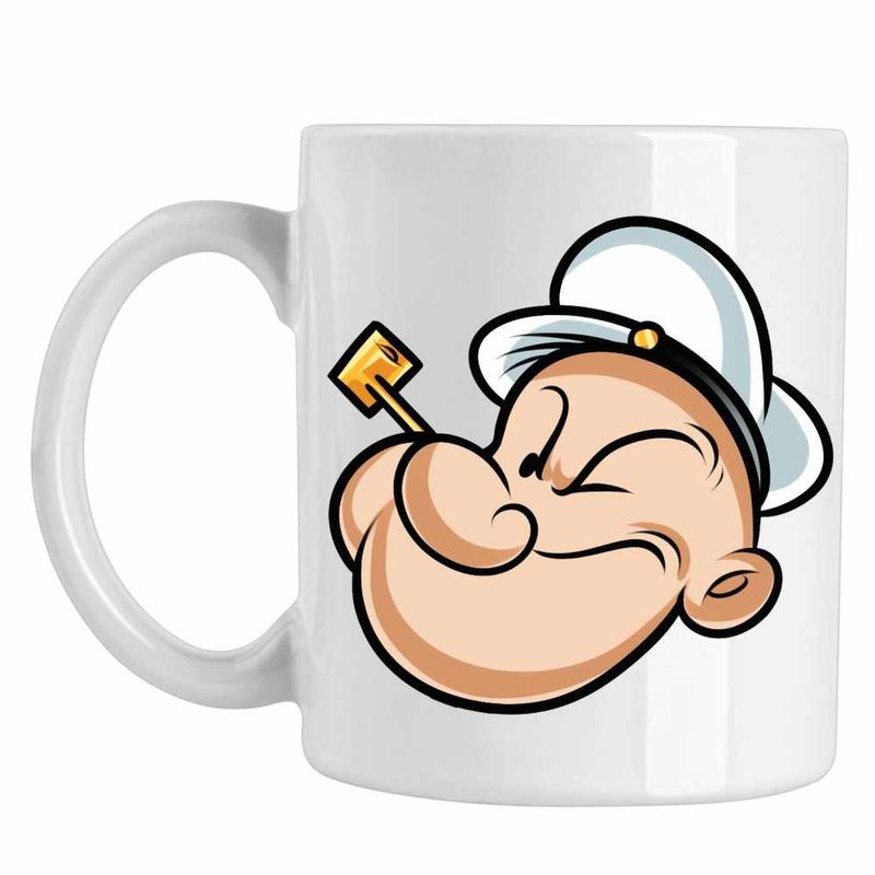 Casa si Gradina - Bucatarie si vesela - Cani si pahare - Cani si cesti - Cana Popeye Marinarul Pescar Pipa Barcagiu, CoolTrend, alba, 330ml - Infinity.ro
