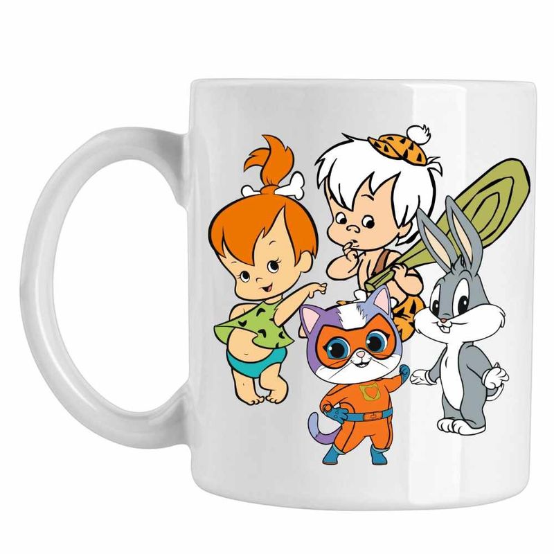Casa si Gradina - Bucatarie si vesela - Cani si pahare - Cani si cesti - Cana Familia Flintstone Pebbles Bamm Bamm Super Pisicute Bugs Bunny Bebelusi, CoolTrend, alba, 330ml - Infinity.ro
