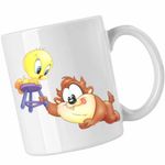 Casa si Gradina - Bucatarie si vesela - Cani si pahare - Cani si cesti - Cana Taz Tweety Diavol Chibi Bebelusi, CoolTrend, alba, 330ml - Infinity.ro