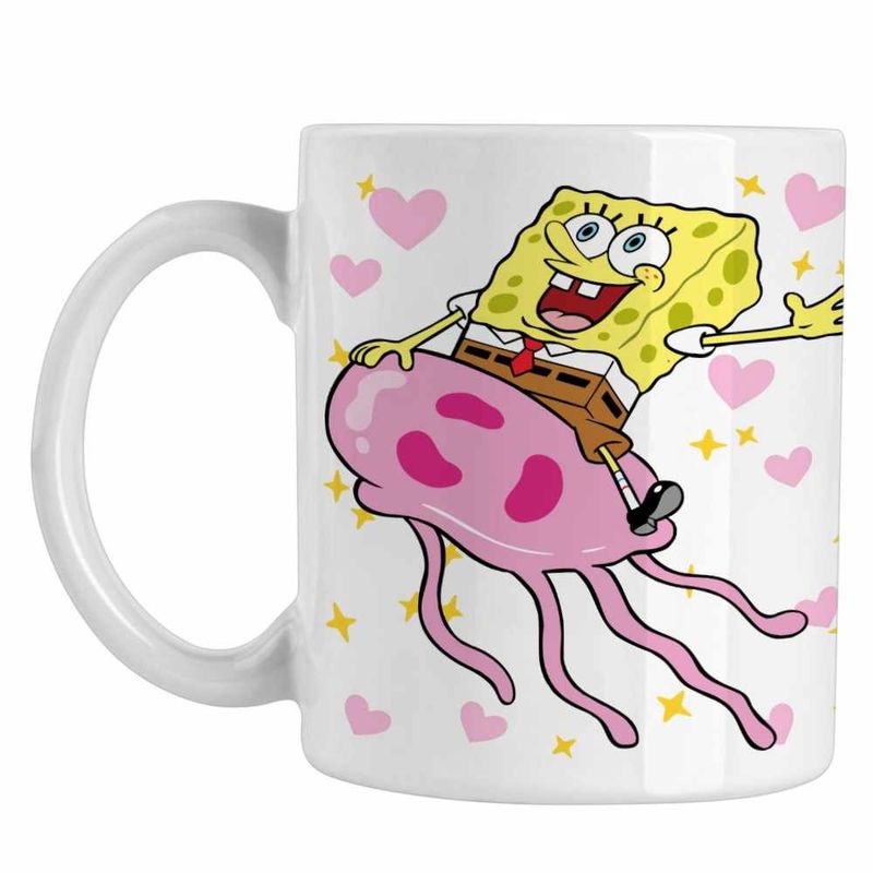 Casa si Gradina - Bucatarie si vesela - Cani si pahare - Cani si cesti - Cana Spongebob Pantaloni Patrati Calare Meduza CoolTrend, alba, 330ml - Infinity.ro