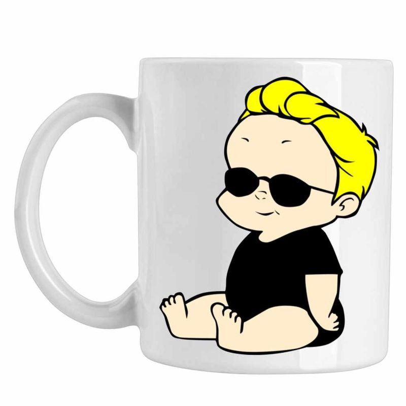 Casa si Gradina - Bucatarie si vesela - Cani si pahare - Cani si cesti - Cana Johnny Bravo Bebelus Blond Ochelari, CoolTrend, alba, 330ml - Infinity.ro