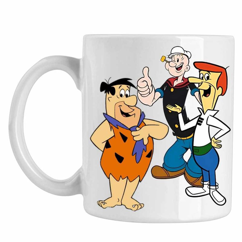 Casa si Gradina - Bucatarie si vesela - Cani si pahare - Cani si cesti - Cana Popeye Marinarul Flintston Jetson Desene Vechi, CoolTrend, alba, 330ml - Infinity.ro