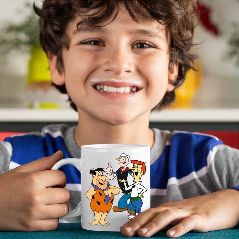 Casa si Gradina - Bucatarie si vesela - Cani si pahare - Cani si cesti - Cana Popeye Marinarul Flintston Jetson Desene Vechi, CoolTrend, alba, 330ml - Infinity.ro