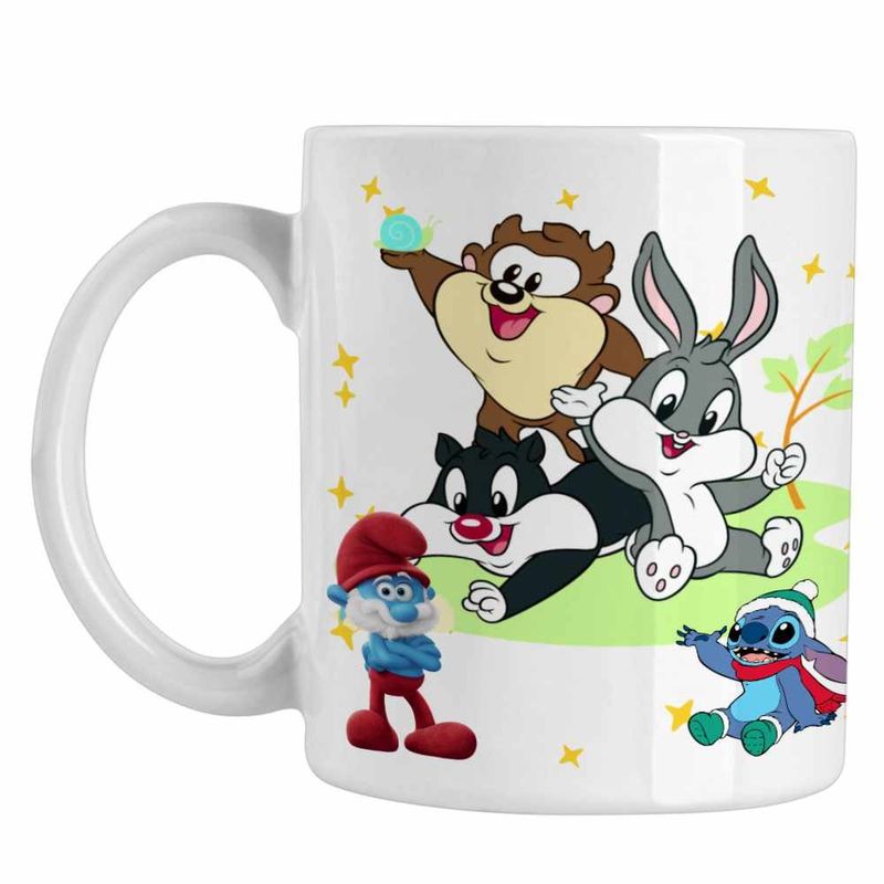 Casa si Gradina - Bucatarie si vesela - Cani si pahare - Cani si cesti - Cana Bugs Bunny Diavol Tasmanian Daffy Duck Bebelusi Taz CoolTrend, alba, 330ml - Infinity.ro