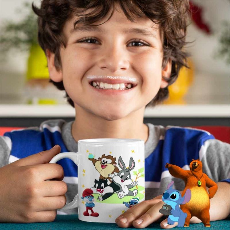 Casa si Gradina - Bucatarie si vesela - Cani si pahare - Cani si cesti - Cana Bugs Bunny Diavol Tasmanian Daffy Duck Bebelusi Taz CoolTrend, alba, 330ml - Infinity.ro