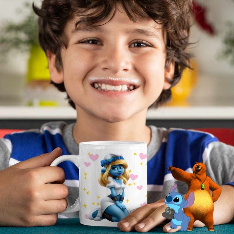 Casa si Gradina - Bucatarie si vesela - Cani si pahare - Cani si cesti - Cana Smurfette Strumfii Strumfita Elf CoolTrend, alba, 330ml - Infinity.ro