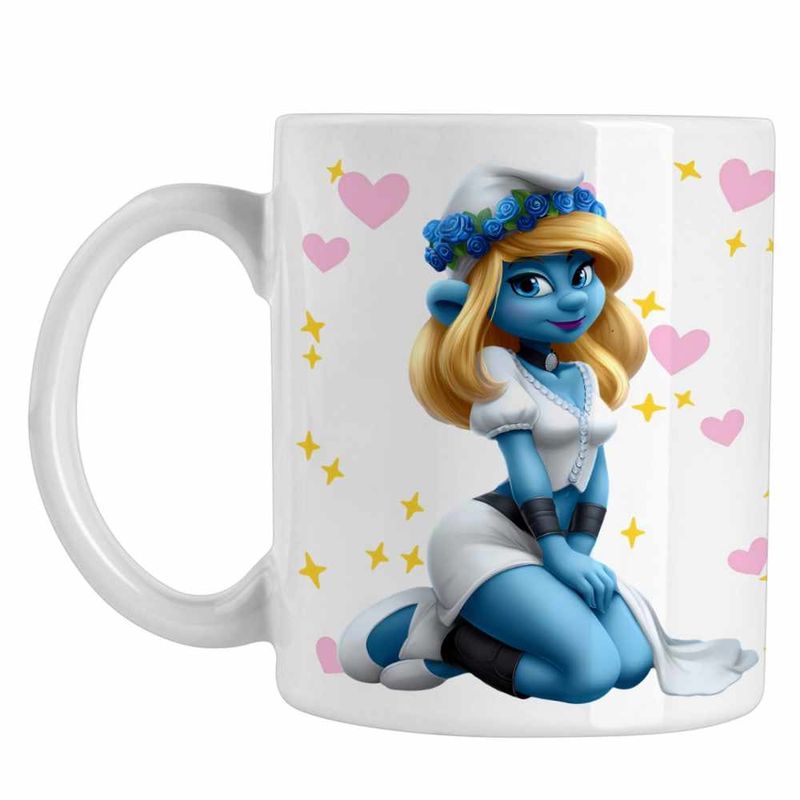 Casa si Gradina - Bucatarie si vesela - Cani si pahare - Cani si cesti - Cana Smurfette Strumfii Strumfita Elf CoolTrend, alba, 330ml - Infinity.ro