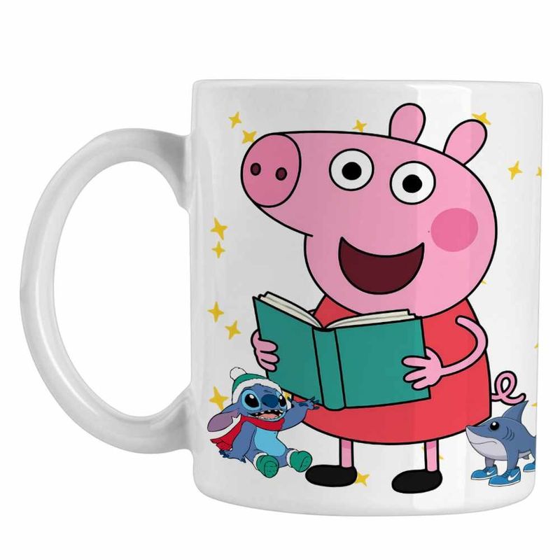 Casa si Gradina - Bucatarie si vesela - Cani si pahare - Cani si cesti - Cana Purcelusa Peppa Pig Citeste Carte CoolTrend, alba, 330ml - Infinity.ro