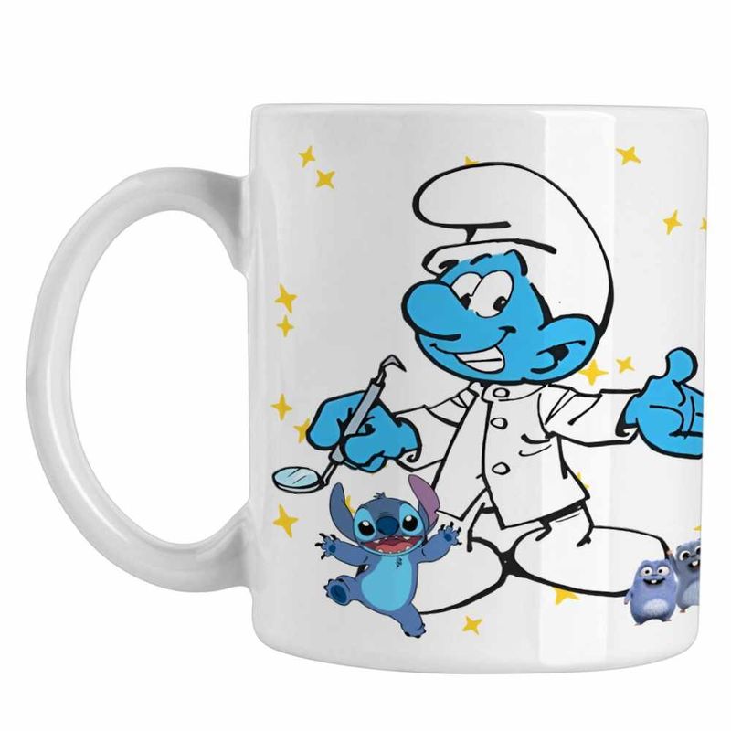 Casa si Gradina - Bucatarie si vesela - Cani si pahare - Cani si cesti - Cana Strumfii Dentistul Stomatolog CoolTrend, alba, 330ml - Infinity.ro