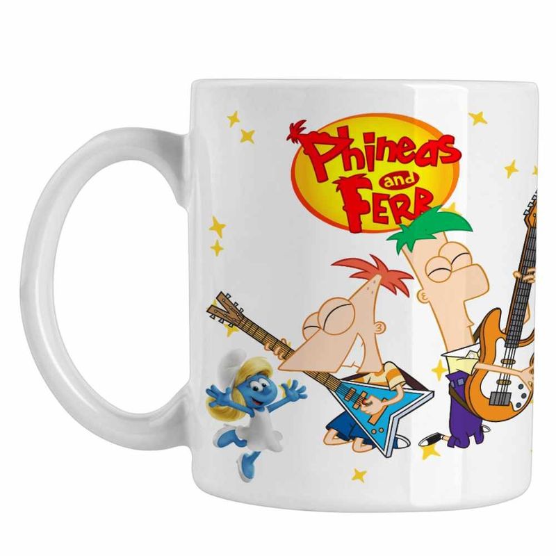 Casa si Gradina - Bucatarie si vesela - Cani si pahare - Cani si cesti - Cana Phineas and Ferb Chitara Trupa CoolTrend, alba, 330ml - Infinity.ro