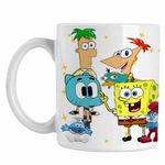 Casa si Gradina - Bucatarie si vesela - Cani si pahare - Cani si cesti - Cana Phineas Ferb Gumball Spongebob CoolTrend, alba, 330ml - Infinity.ro