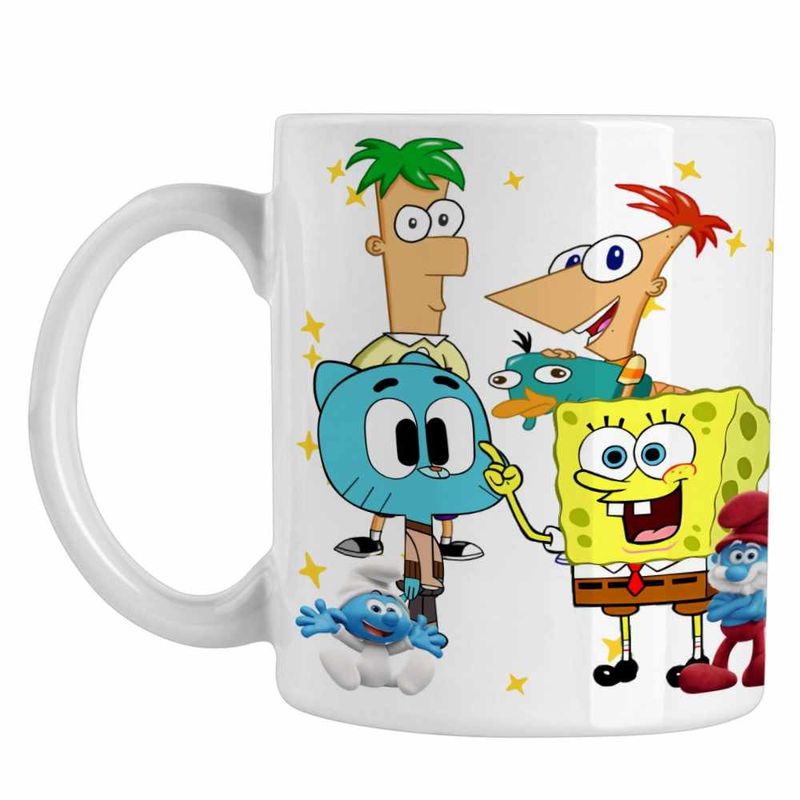 Casa si Gradina - Bucatarie si vesela - Cani si pahare - Cani si cesti - Cana Phineas Ferb Gumball Spongebob CoolTrend, alba, 330ml - Infinity.ro