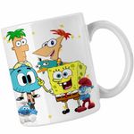 Casa si Gradina - Bucatarie si vesela - Cani si pahare - Cani si cesti - Cana Phineas Ferb Gumball Spongebob CoolTrend, alba, 330ml - Infinity.ro