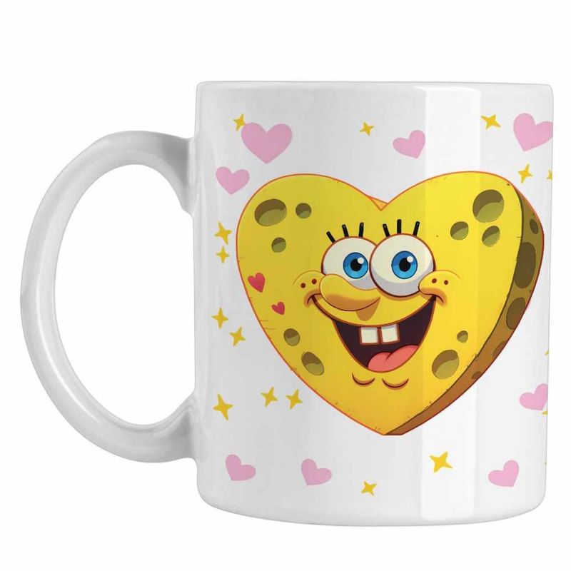 Casa si Gradina - Bucatarie si vesela - Cani si pahare - Cani si cesti - Cana Sponge Bob Inima SpongeBoo Pantaloni Patrati CoolTrend, alba, 330ml - Infinity.ro