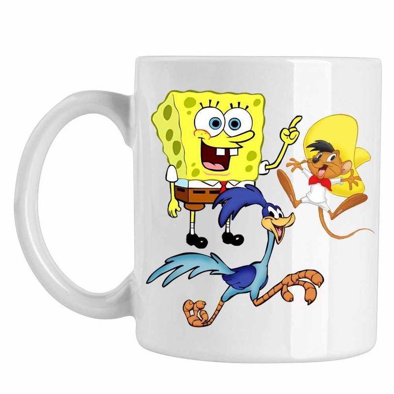 Casa si Gradina - Bucatarie si vesela - Cani si pahare - Cani si cesti - Cana Speedy Gonzales SpongeBob Road Runner, CoolTrend, alba, 330ml - Infinity.ro
