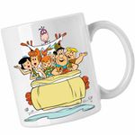 Casa si Gradina - Bucatarie si vesela - Cani si pahare - Cani si cesti - Cana Familia Flintstone Masina Excursie Epoca de Piatra, CoolTrend, alba, 330ml - Infinity.ro