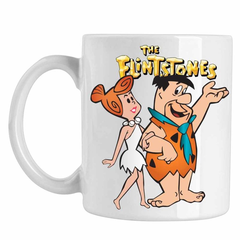 Casa si Gradina - Bucatarie si vesela - Cani si pahare - Cani si cesti - Cana Familia Flintstone Fred Wilma Plimbare Valentines Dragobete, CoolTrend, alba, 330ml - Infinity.ro