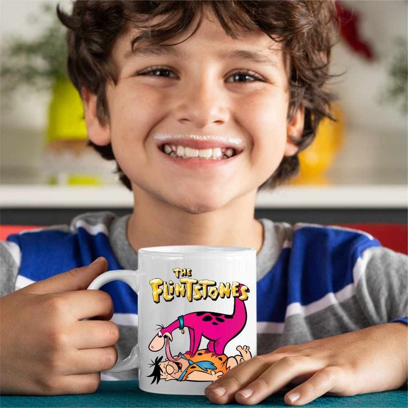 Casa si Gradina - Bucatarie si vesela - Cani si pahare - Cani si cesti - Cana Familia Flintstone Dino Fred Dinozaur Catel, CoolTrend, alba, 330ml - Infinity.ro