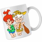 Casa si Gradina - Bucatarie si vesela - Cani si pahare - Cani si cesti - Cana Familia Flintstone Bamm Bamm Pebbles Bebelusi Epoca de Piatra, CoolTrend, alba, 330ml - Infinity.ro