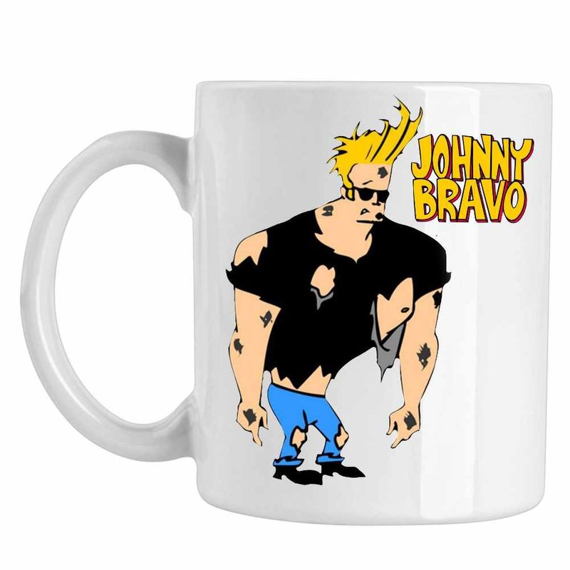 Casa si Gradina - Bucatarie si vesela - Cani si pahare - Cani si cesti - Cana Johnny Bravo Batut Ciufulit, CoolTrend, alba, 330ml - Infinity.ro