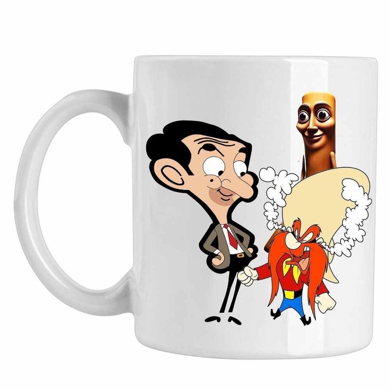 Casa si Gradina - Bucatarie si vesela - Cani si pahare - Cani si cesti - Cana Yosemite Sam Mr Bean Tung Sahur Brainrot Italian, CoolTrend, alba, 330ml - Infinity.ro