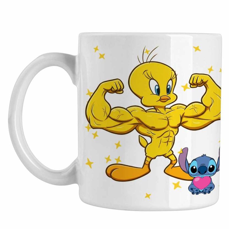Casa si Gradina - Bucatarie si vesela - Cani si pahare - Cani si cesti - Cana Tweety Culturism Fitness CoolTrend, alba, 330ml - Infinity.ro