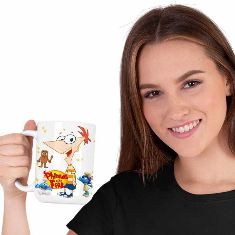 Casa si Gradina - Bucatarie si vesela - Cani si pahare - Cani si cesti - Cana Phineas and Ferb Desene CoolTrend, alba, 330ml - Infinity.ro