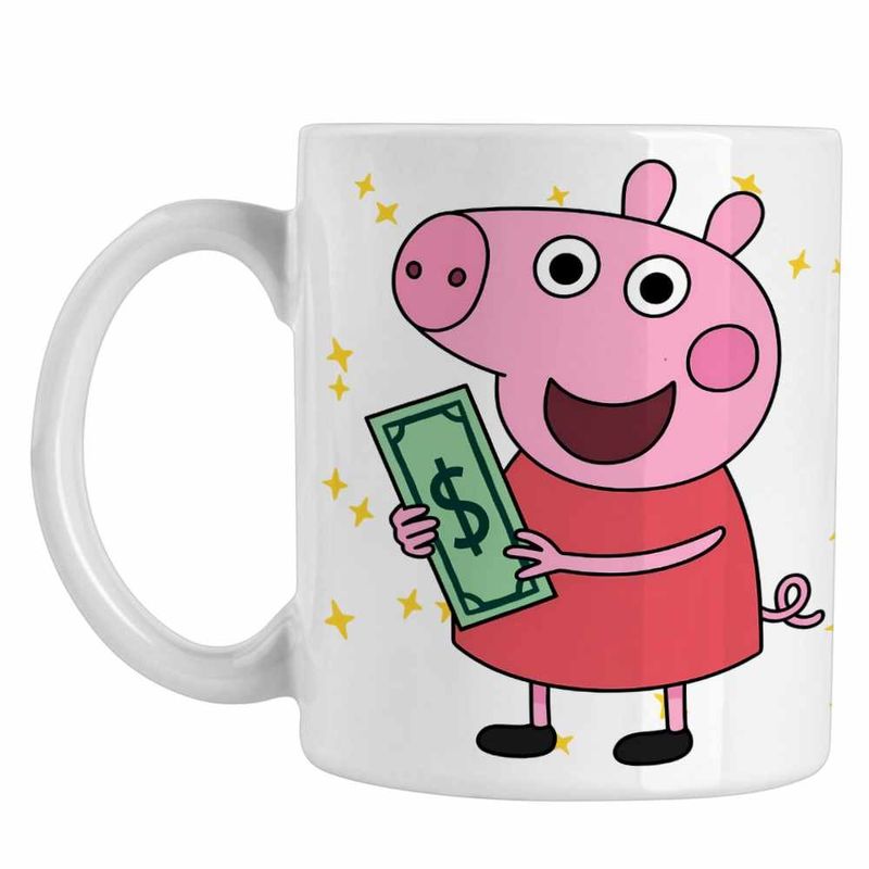 Casa si Gradina - Bucatarie si vesela - Cani si pahare - Cani si cesti - Cana Purcelusa Peppa Pig Bani Dolari CoolTrend, alba, 330ml - Infinity.ro