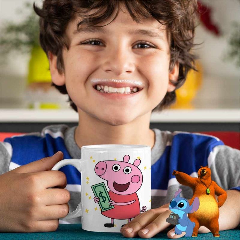 Casa si Gradina - Bucatarie si vesela - Cani si pahare - Cani si cesti - Cana Purcelusa Peppa Pig Bani Dolari CoolTrend, alba, 330ml - Infinity.ro