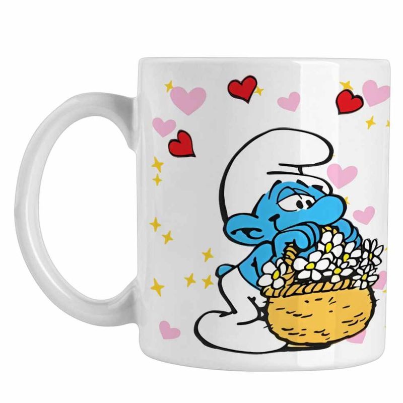 Casa si Gradina - Bucatarie si vesela - Cani si pahare - Cani si cesti - Cana Strumfii Indragostit Dragobete Valentine Day CoolTrend, alba, 330ml - Infinity.ro