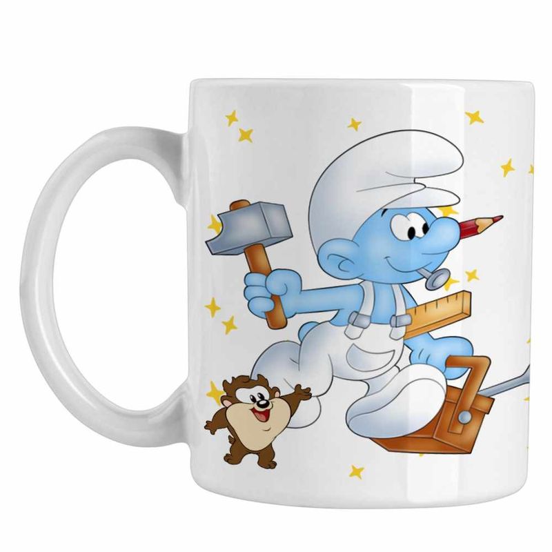 Casa si Gradina - Bucatarie si vesela - Cani si pahare - Cani si cesti - Cana Strumfii Tamplar Meserias Dulgher CoolTrend, alba, 330ml - Infinity.ro