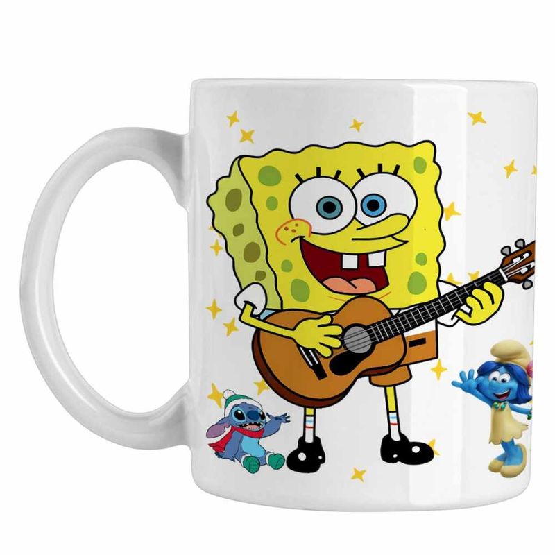 Casa si Gradina - Bucatarie si vesela - Cani si pahare - Cani si cesti - Cana SpongeBob Desene Animate Chitara CoolTrend, alba, 330ml - Infinity.ro