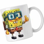 Casa si Gradina - Bucatarie si vesela - Cani si pahare - Cani si cesti - Cana Minecraft SpongeBob Nerd Sponge Bob Pantaloni Patrati CoolTrend, alba, 330ml - Infinity.ro