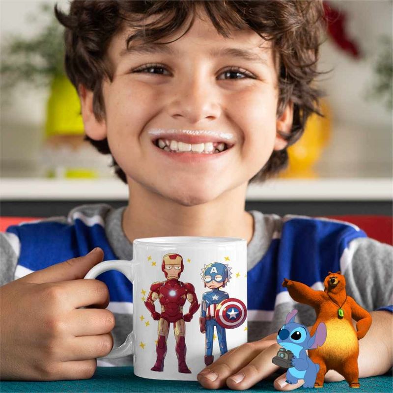 Casa si Gradina - Bucatarie si vesela - Cani si pahare - Cani si cesti - Cana Iron Man Rick and Morty Captain America CoolTrend, alba, 330ml - Infinity.ro