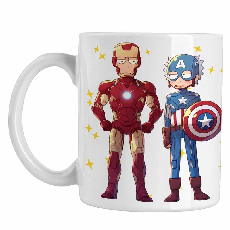 Casa si Gradina - Bucatarie si vesela - Cani si pahare - Cani si cesti - Cana Iron Man Rick and Morty Captain America CoolTrend, alba, 330ml - Infinity.ro