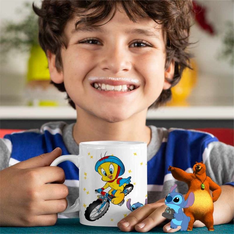 Casa si Gradina - Bucatarie si vesela - Cani si pahare - Cani si cesti - Cana Tweety Bicicleta CoolTrend, alba, 330ml - Infinity.ro