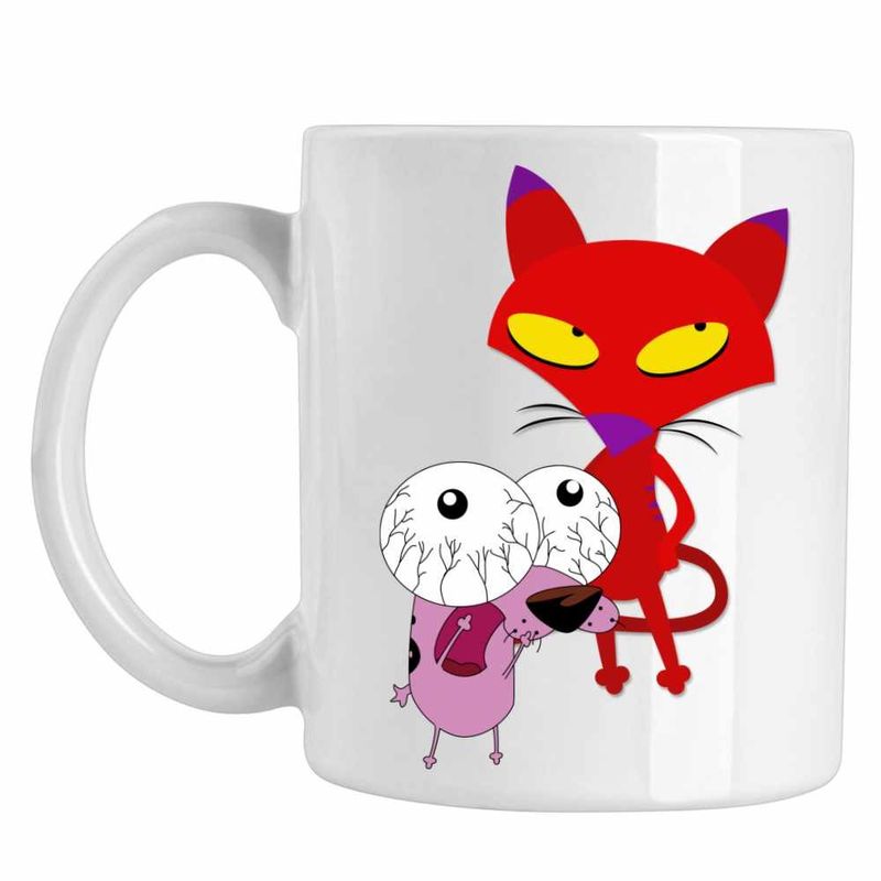 Casa si Gradina - Bucatarie si vesela - Cani si pahare - Cani si cesti - Cana Catel Speriat Curaj Pisica Rosie Malefica, CoolTrend, alba, 330ml - Infinity.ro
