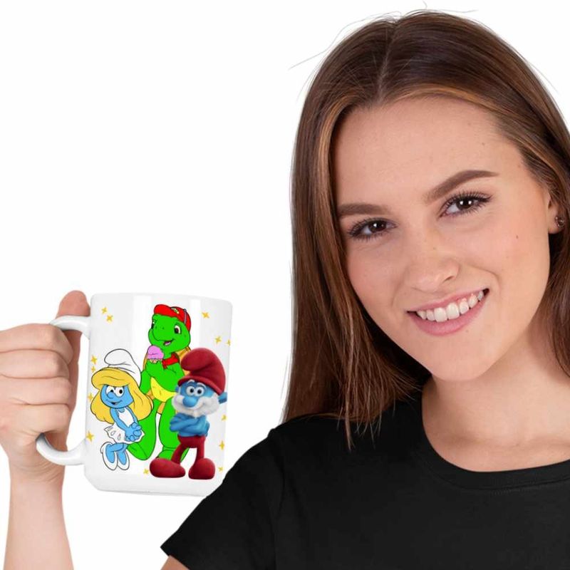 Casa si Gradina - Bucatarie si vesela - Cani si pahare - Cani si cesti - Cana Franklin Strumfii Papa Strumf Strumfita CoolTrend, alba, 330ml - Infinity.ro