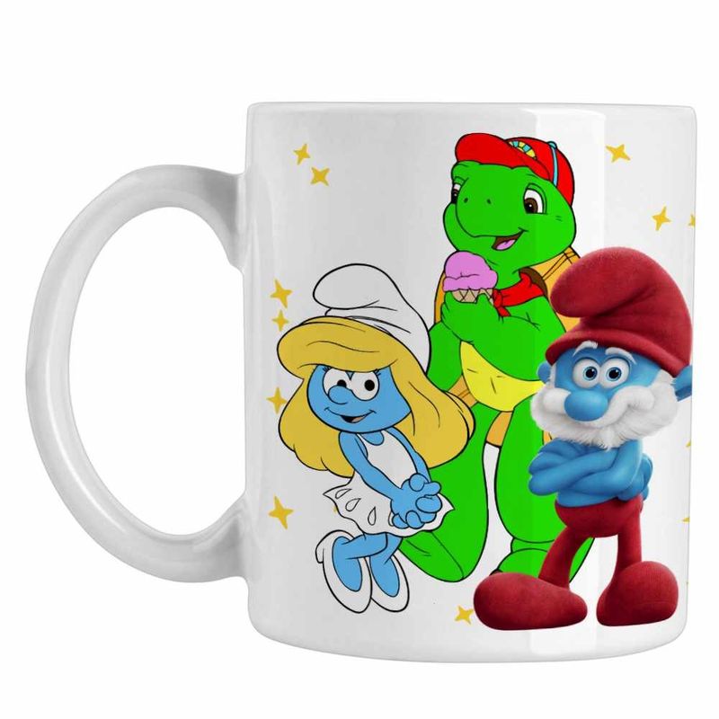 Casa si Gradina - Bucatarie si vesela - Cani si pahare - Cani si cesti - Cana Franklin Strumfii Papa Strumf Strumfita CoolTrend, alba, 330ml - Infinity.ro